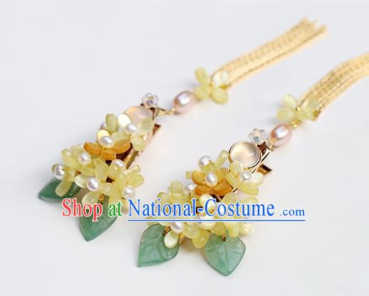 Chinese Classical Palace fragrans Hair Sticks Handmade Hanfu Hair Accessories Ancient Ming Dynasty Empress Golden Tassel Hairpins