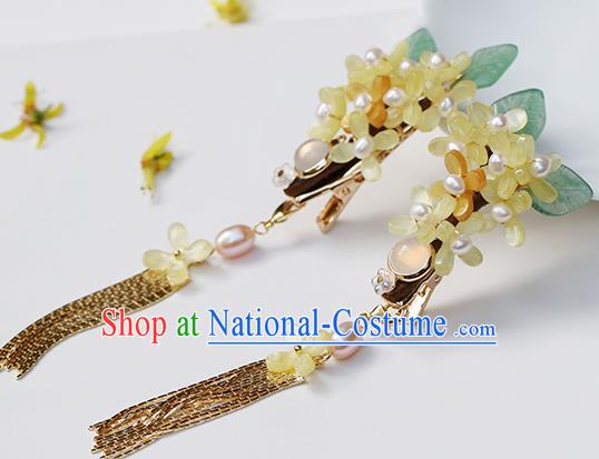 Chinese Classical Palace fragrans Hair Sticks Handmade Hanfu Hair Accessories Ancient Ming Dynasty Empress Golden Tassel Hairpins