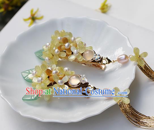 Chinese Classical Palace fragrans Hair Sticks Handmade Hanfu Hair Accessories Ancient Ming Dynasty Empress Golden Tassel Hairpins