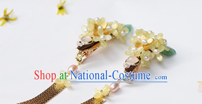 Chinese Classical Palace fragrans Hair Sticks Handmade Hanfu Hair Accessories Ancient Ming Dynasty Empress Golden Tassel Hairpins