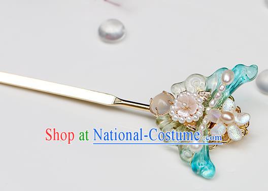 Chinese Classical Palace Butterfly Hair Stick Handmade Hanfu Hair Accessories Ancient Ming Dynasty Empress Hairpins Pearls Hair Clip