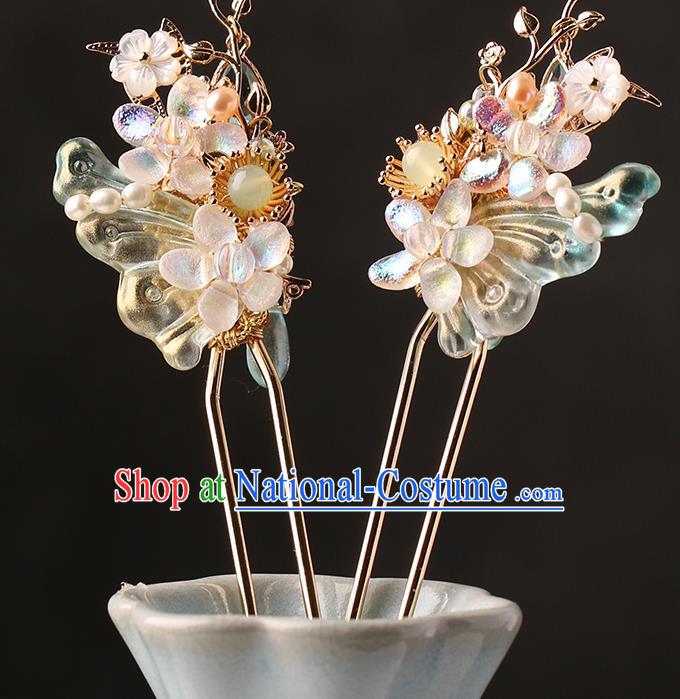 Chinese Classical Palace Plum Blossom Hair Stick Handmade Hanfu Hair Accessories Ancient Ming Dynasty Empress Butterfly Hairpins