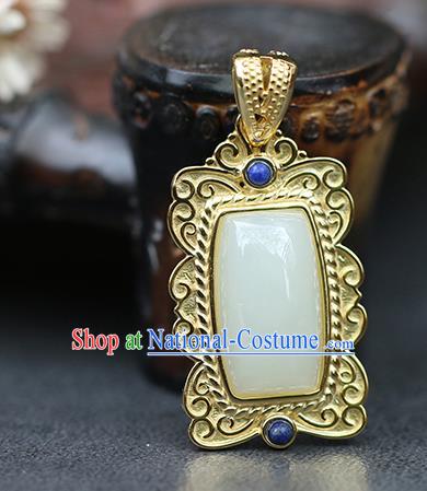 Chinese Handmade Jade Necklet Classical Jewelry Accessories Ancient Ming Dynasty Princess Hanfu Necklace Pendant for Women