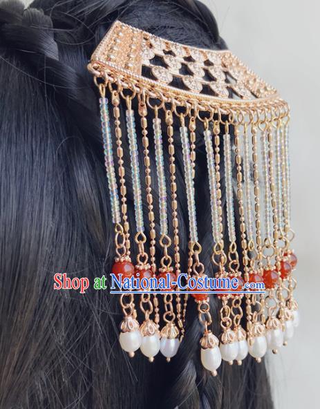 Chinese Classical Palace Pearls Tassel Hair Sticks Handmade Hanfu Hair Accessories Ancient Tang Dynasty Empress Golden Hairpins