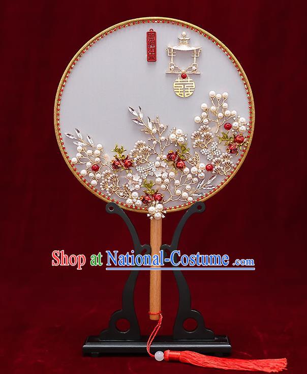 Chinese Handmade Wedding Palace Fans Classical Silk Fans Ancient Bride Round Fans