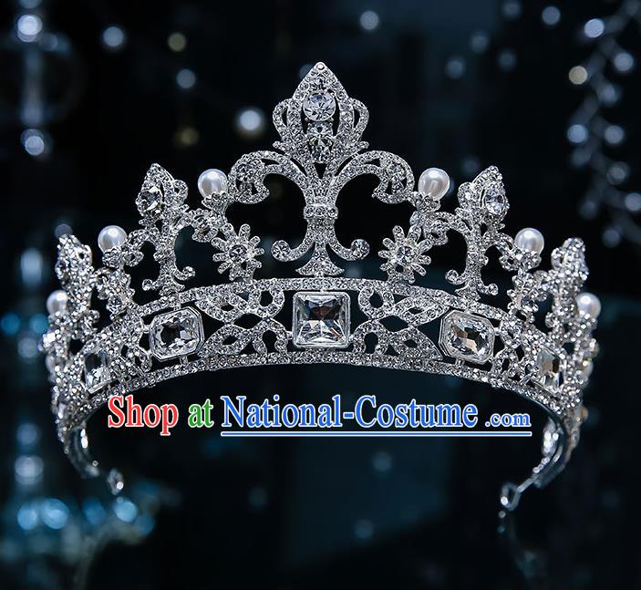 Handmade Baroque Bride Royal Crown Classical Jewelry Accessories European Princess Wedding Crystal Hair Accessories