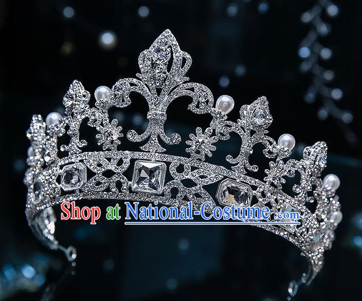 Handmade Baroque Bride Royal Crown Classical Jewelry Accessories European Princess Wedding Crystal Hair Accessories