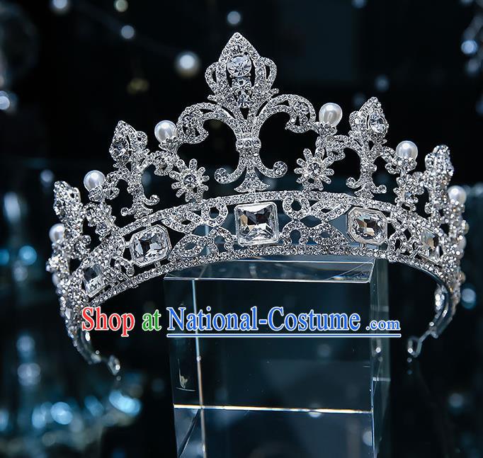 Handmade Baroque Bride Royal Crown Classical Jewelry Accessories European Princess Wedding Crystal Hair Accessories