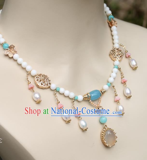 Chinese Handmade Tang Dynasty Necklet Classical Jewelry Accessories Ancient Princess Hanfu Necklace for Women