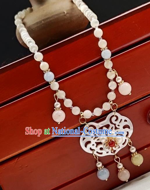 Chinese Handmade Ming Dynasty Necklet Classical Jewelry Accessories Ancient Princess Hanfu Shell Necklace for Women