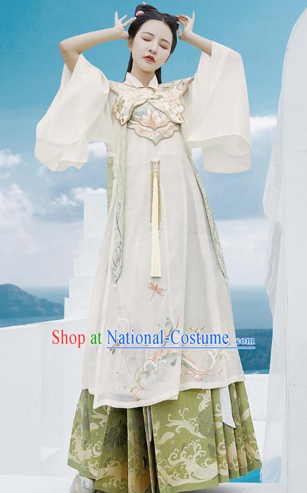 Chinese Ancient Royal Lady Hanfu Apparels Traditional Ming Dynasty Palace Princess Embroidered Historical Costumes