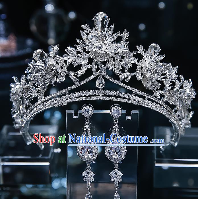 Handmade Baroque Wedding Bride Zircon Royal Crown Classical Jewelry Accessories European Princess Hair Accessories