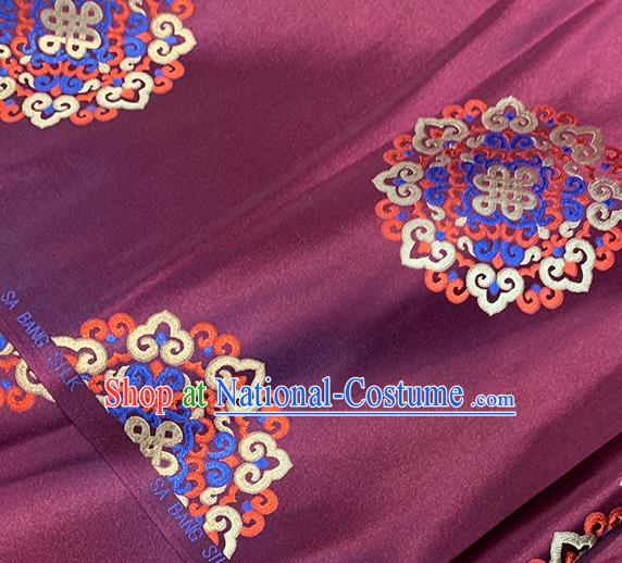 Chinese Traditional Lucky Pattern Purple Silk Fabric Brocade Drapery Tibetan Robe Damask Material