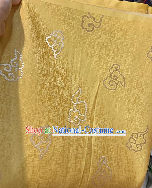 Chinese Traditional Clouds Pattern Yellow Silk Fabric Brocade Drapery Tang Suit Damask Material