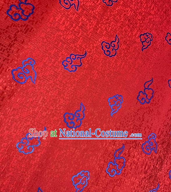 Chinese Traditional Clouds Pattern Red Silk Fabric Brocade Drapery Tang Suit Damask Material