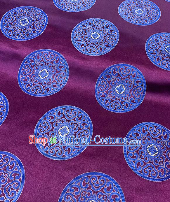 Chinese Traditional Pattern Purple Silk Fabric Brocade Drapery Tang Suit Damask Material