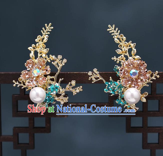 Chinese Handmade Classical Wedding Hair Accessories Ancient Bride Hairpins Green Dragonfly Phoenix Coronet Complete Set