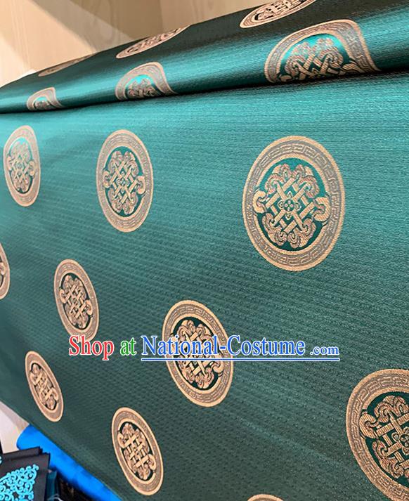 Chinese Traditional Circle Pattern Green Silk Fabric Brocade Drapery Tang Suit Damask Material