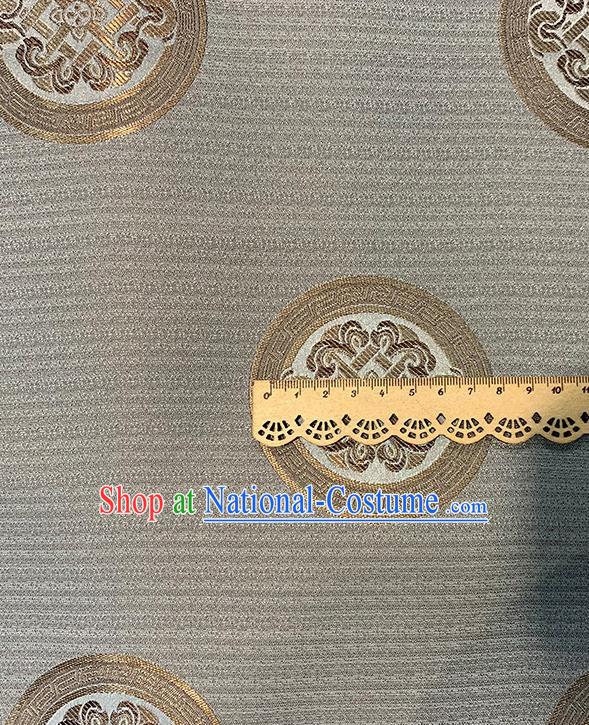 Chinese Traditional Circle Pattern Grey Silk Fabric Brocade Drapery Tang Suit Damask Material