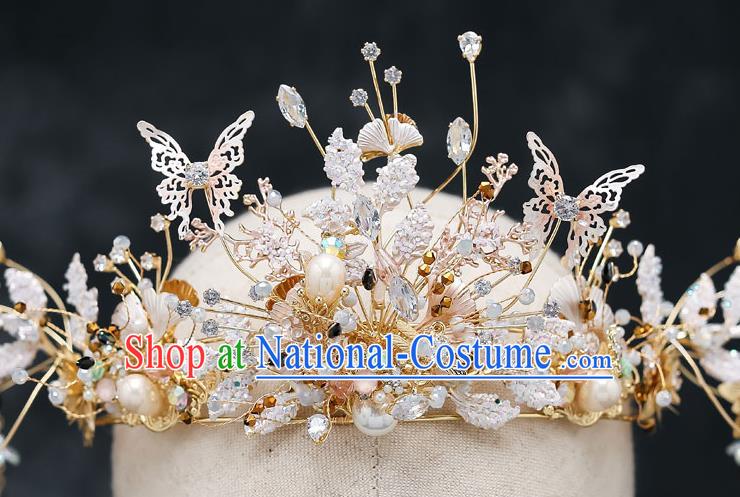 Chinese Handmade Beads Hair Crown Classical Wedding Hair Accessories Ancient Bride Hairpins Tassel Phoenix Coronet Complete Set