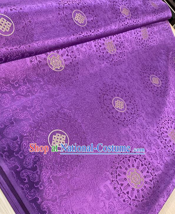 Chinese Traditional Fireworks Pattern Silk Fabric Tang Suit Damask Material Purple Brocade Drapery