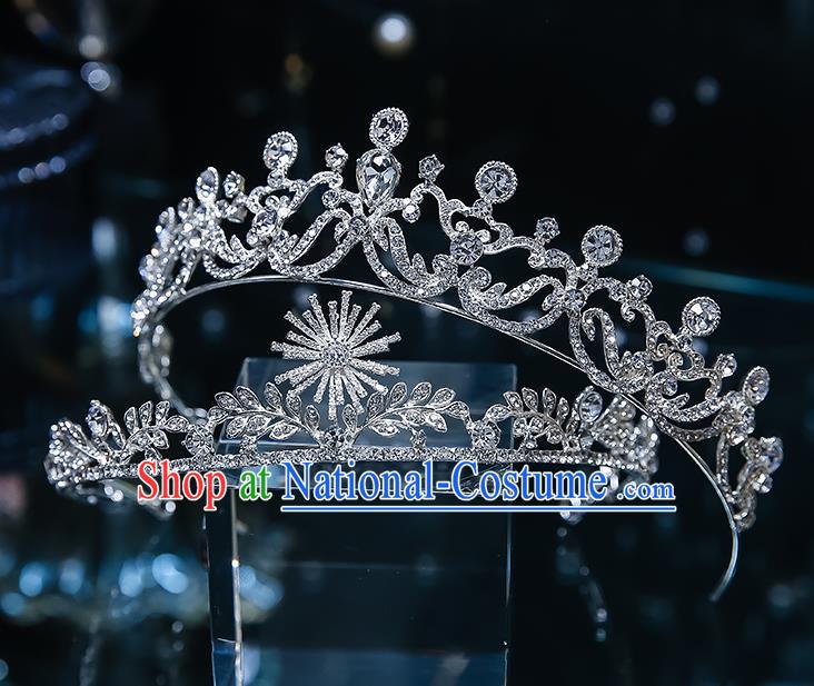 Handmade Baroque Bride Zircon Royal Crown Classical Jewelry Accessories European Princess Wedding Hair Accessories