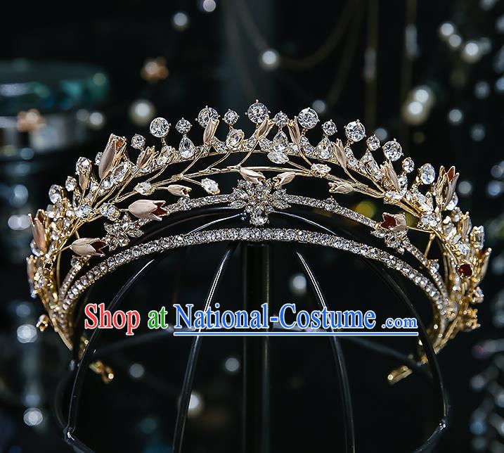 Handmade Baroque Bride Crystal Royal Crown Classical Jewelry Accessories European Princess Wedding Zircon Hair Accessories