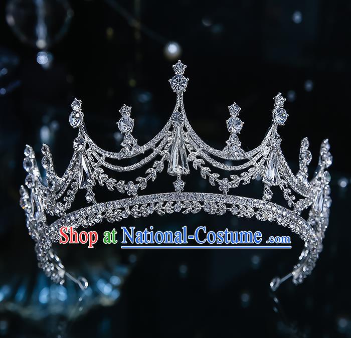 Handmade Baroque Zircon Royal Crown Wedding Hair Accessories Classical European Bride Headwear