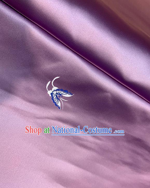 Chinese Traditional Butterfly Pattern Purple Silk Fabric Brocade Drapery Cheongsam Dress Damask Material