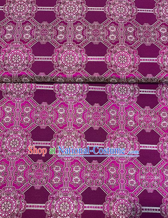 Chinese Traditional Gesang Flowers Pattern Purple Silk Fabric Brocade Drapery Tibetan Robe Damask Material