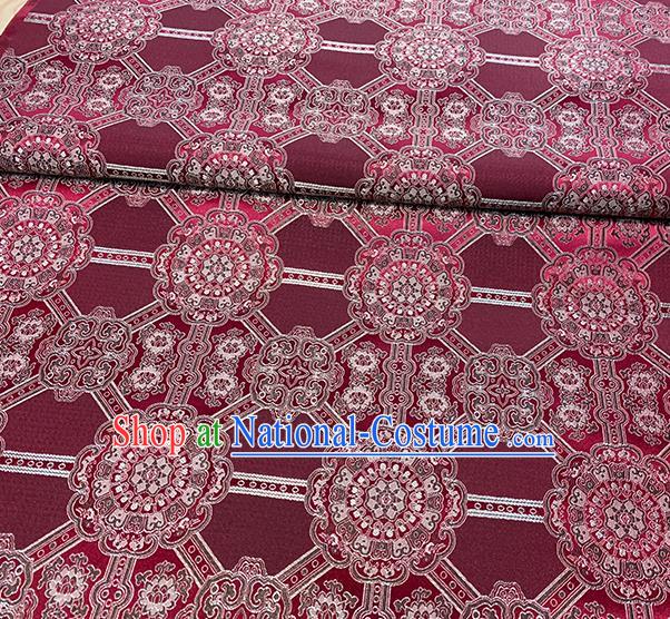 Chinese Traditional Gesang Flowers Pattern Purplish Red Silk Fabric Brocade Drapery Tibetan Robe Damask Material