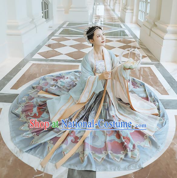 Chinese Jin Dynasty Palace Princess Historical Costumes Traditional Ancient Goddess Hanfu Apparels