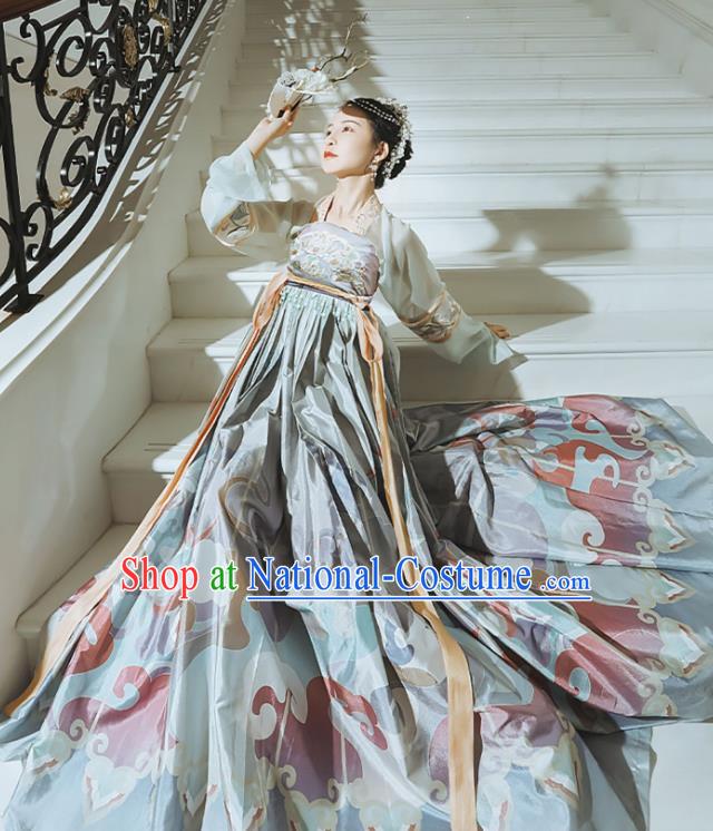 Chinese Jin Dynasty Palace Princess Historical Costumes Traditional Ancient Goddess Hanfu Apparels