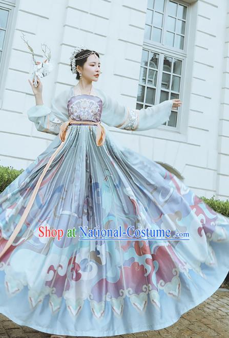 Chinese Jin Dynasty Palace Princess Historical Costumes Traditional Ancient Goddess Hanfu Apparels