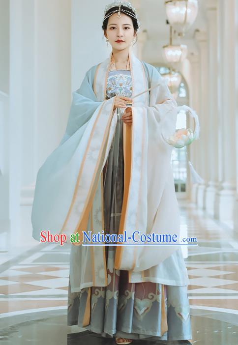 Chinese Jin Dynasty Palace Princess Historical Costumes Traditional Ancient Goddess Hanfu Apparels