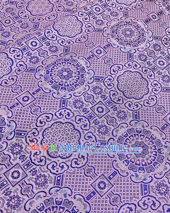 Chinese Traditional Auspicious Pattern Silk Fabric Lilac Brocade Damask Mongolian Robe Drapery Material