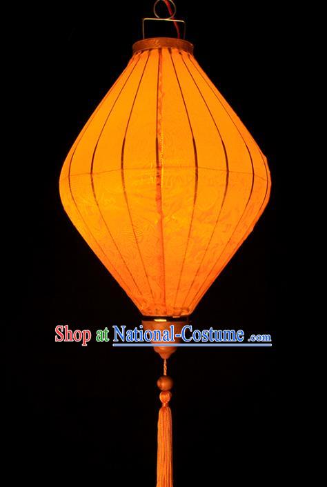 Chinese Traditional Bamboo Plum Pattern Golden Silk Lanterns Handmade Hanging Lantern New Year Palace Lamp