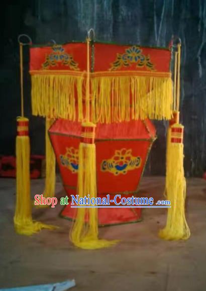 Chinese Traditional Red Cloth Palace Lanterns Handmade Hanging Lantern New Year Classical Festive Lamp