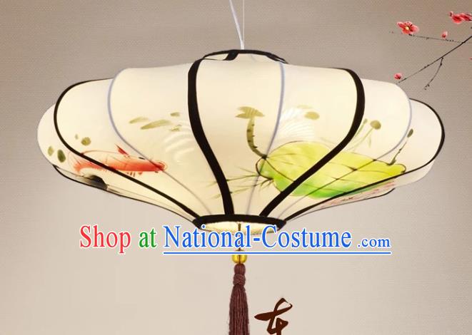 Chinese Traditional Printing Lotus Palace Lanterns Handmade Ceiling Lantern New Year Classical Festive Lamp