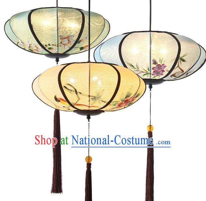 Chinese Traditional Ink Painting Palace Lanterns Handmade Ceiling Lantern New Year Classical Festive Lamp