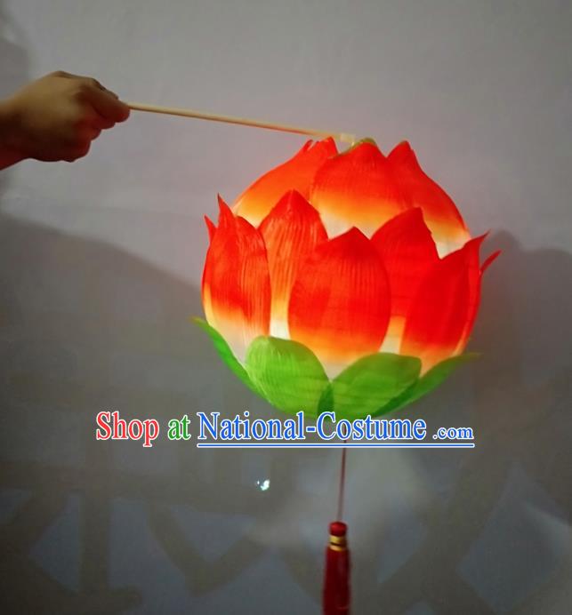 Chinese Traditional Lanterns Handmade Portable Lantern New Year Red Lotus Lamp