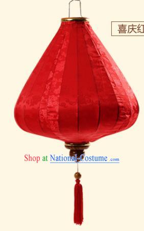 Chinese Traditional Lucky Pattern Red Silk Palace Lanterns Handmade Hanging Lantern Classical Festive New Year Tulip Lamp