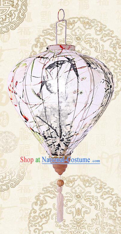 Chinese Traditional Ink Painting Bamboo Palace Lanterns Handmade Hanging Lantern Classical Festive New Year Lamp