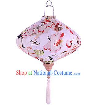 Chinese Traditional Ink Painting Lotus Palace Lanterns Handmade Hanging Lantern Festive New Year Classical Lamp