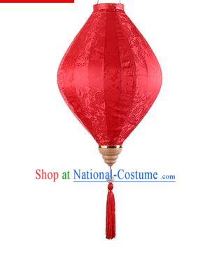 Chinese Handmade Red Satin Palace Lanterns Traditional Festive Hanging Lantern New Year Classical Jacquard Lamp