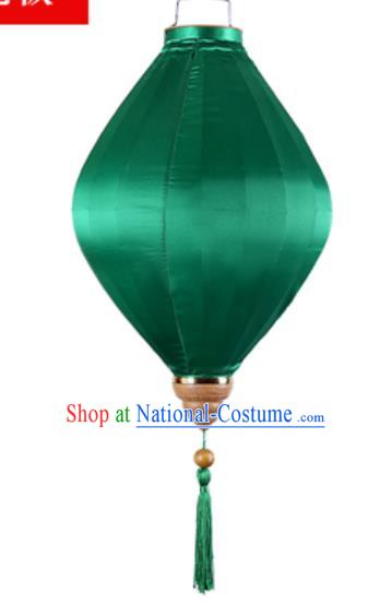 Chinese Handmade Green Satin Palace Lanterns Traditional Festive Hanging Lantern New Year Classical Lamp