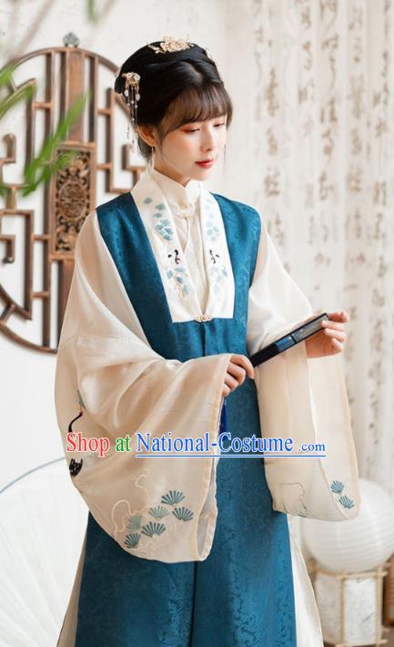 Chinese Ming Dynasty Historical Costumes Traditional Ancient Royal Princess Embroidered Long Vest Blouse and Skirt Hanfu Apparels