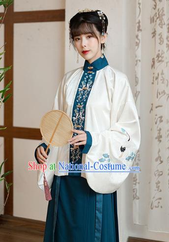 Chinese Ming Dynasty Historical Costumes Traditional Ancient Royal Princess Embroidered Long Vest Blouse and Skirt Hanfu Apparels