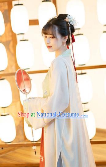 Ancient Chinese Song Dynasty Nobility Lady Historical Costumes Traditional Hanfu Apparels Embroidered BeiZi Top and Skirt Full Set