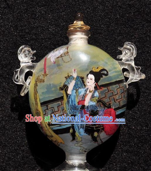 Chinese Handmade Snuff Bottle Traditional Inside Painting Beauty Snuff Bottles with Handles Artware